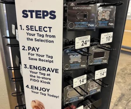 Fido dog and cat tag engraving