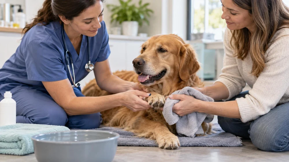 Pet Paw Cleaning: Rinse, Dry, Inspect, and Stop